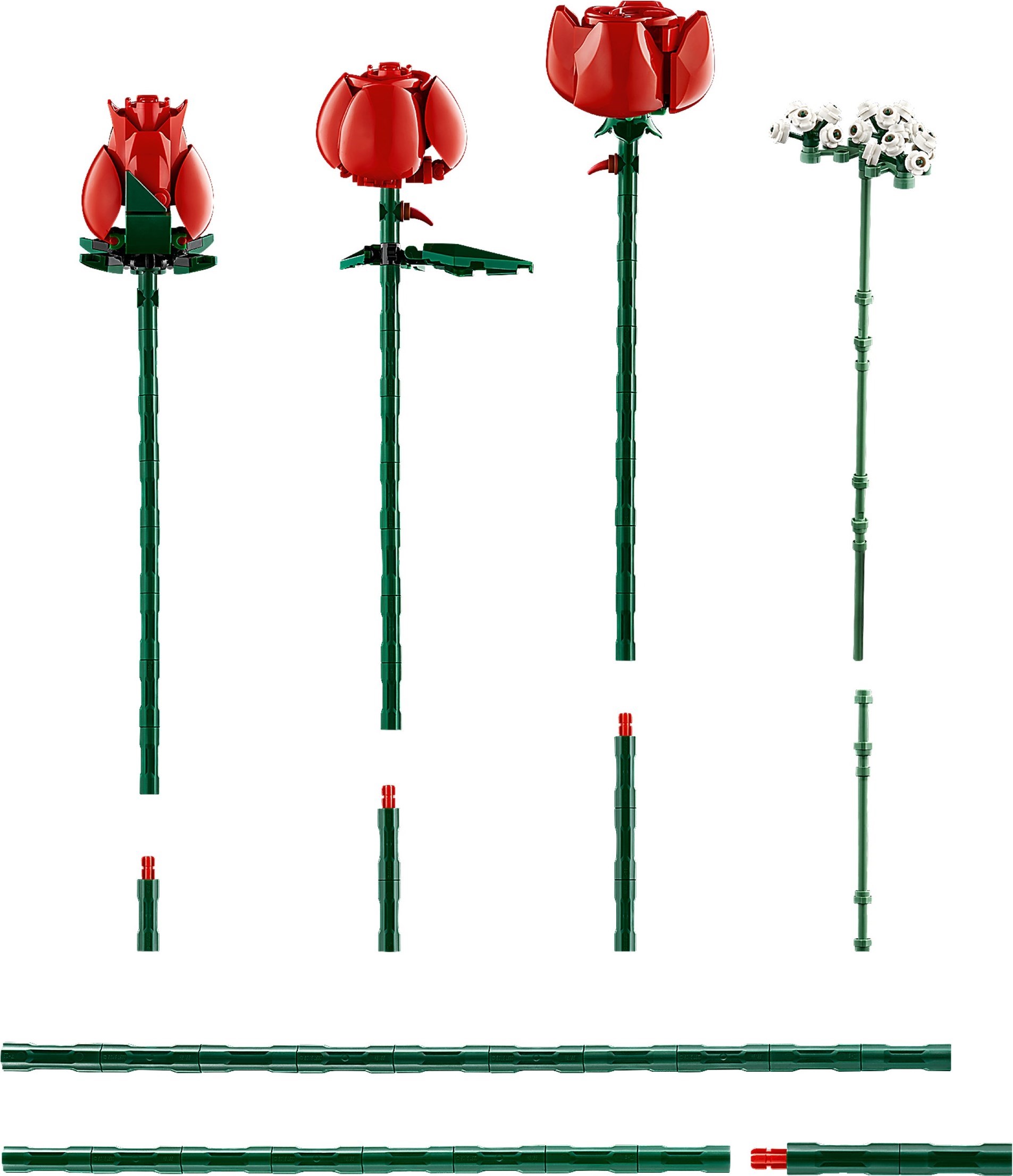 LEGO 10328 rose components and stems