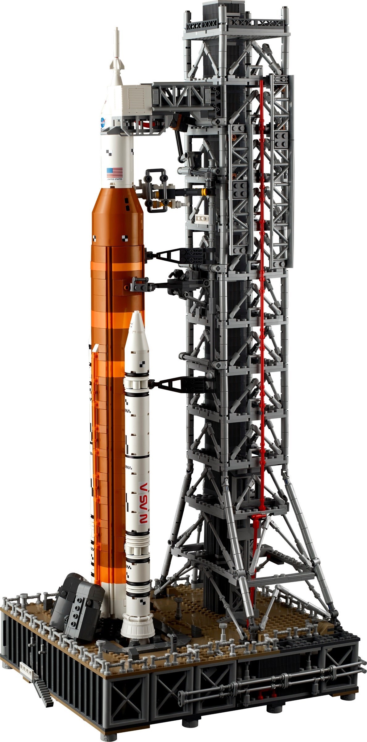 Complete Artemis launch system with tower and rocket