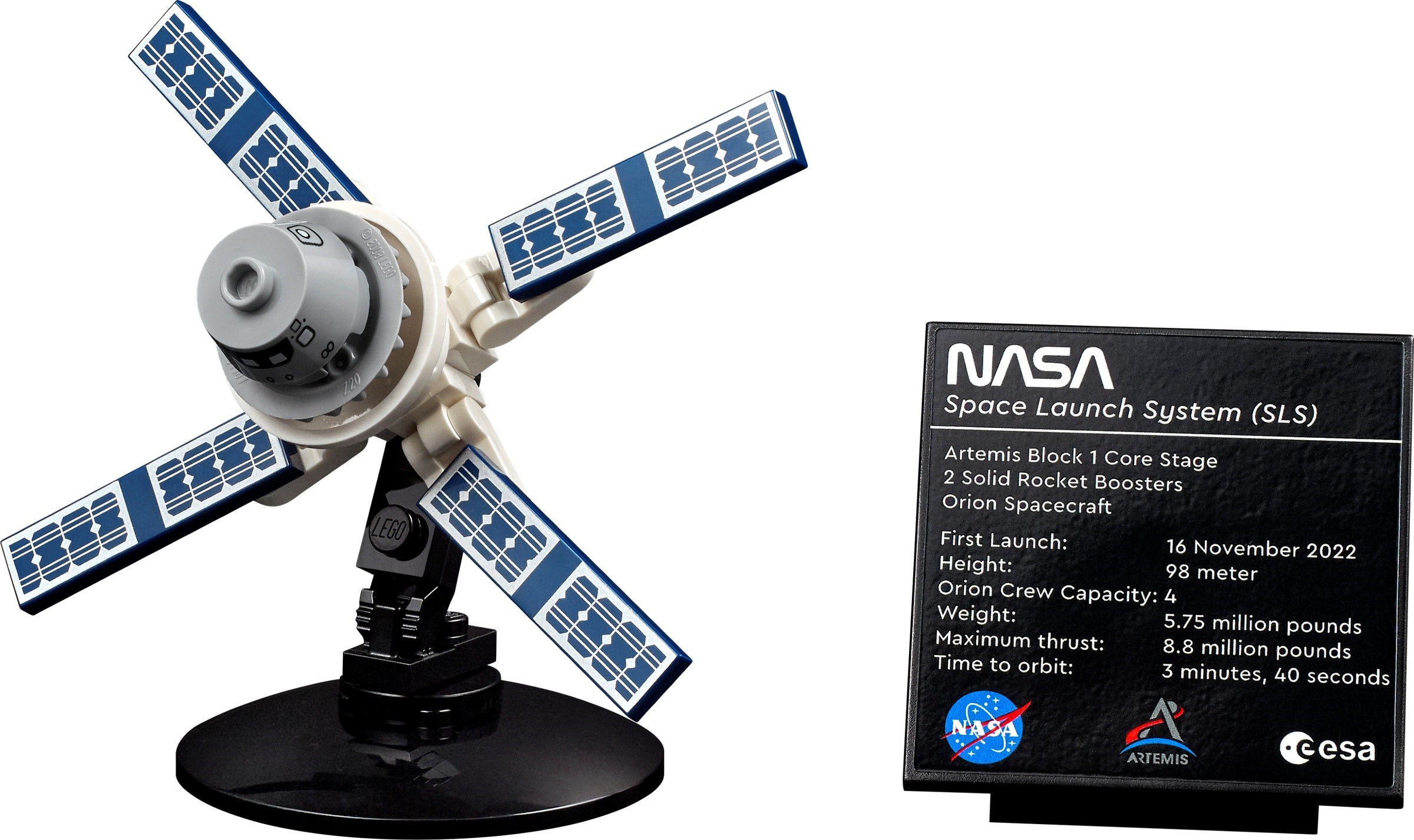 Orion spacecraft detail with information plaque