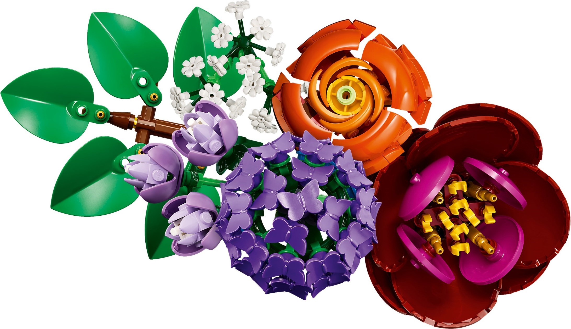 Individual flower components laid out