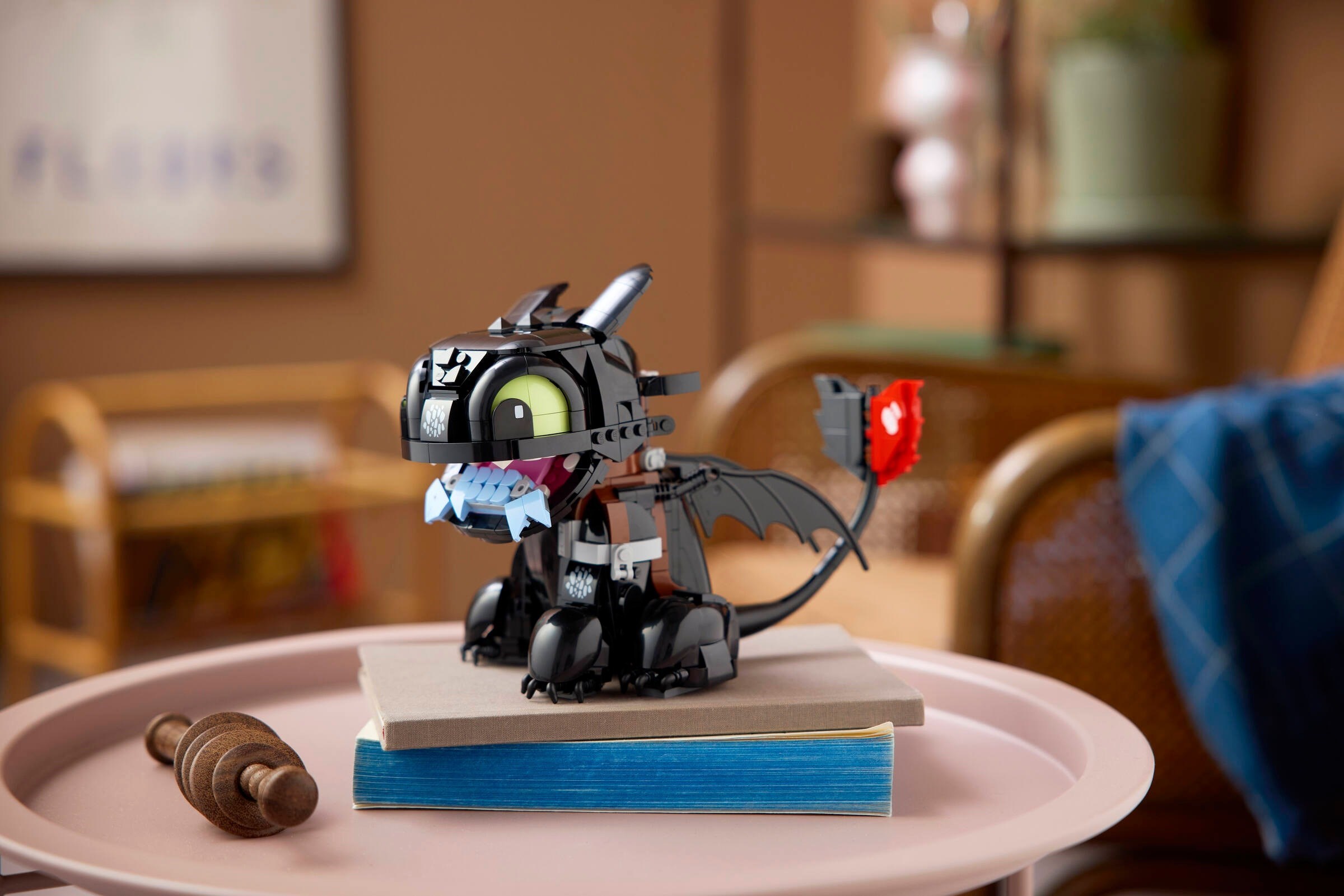 Toothless displayed elegantly on coffee table setting