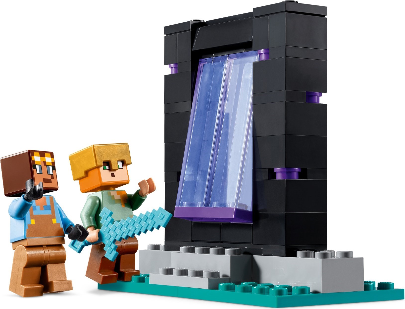 Nether portal with swinging door mechanism