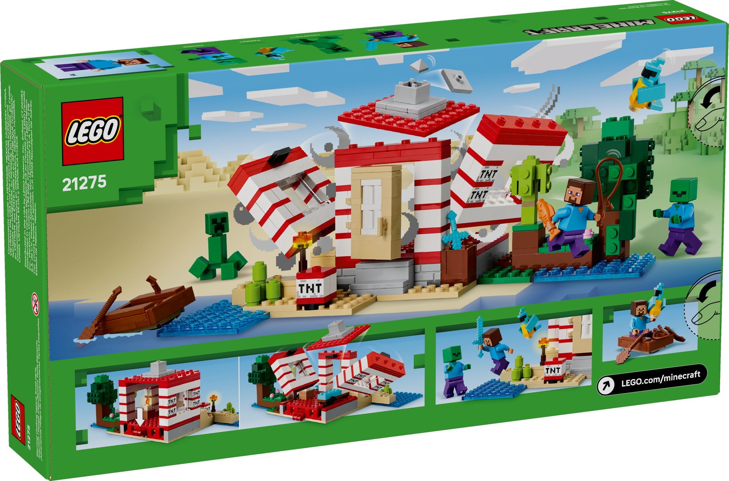 LEGO set 21275 box showing TNT Jungle House design