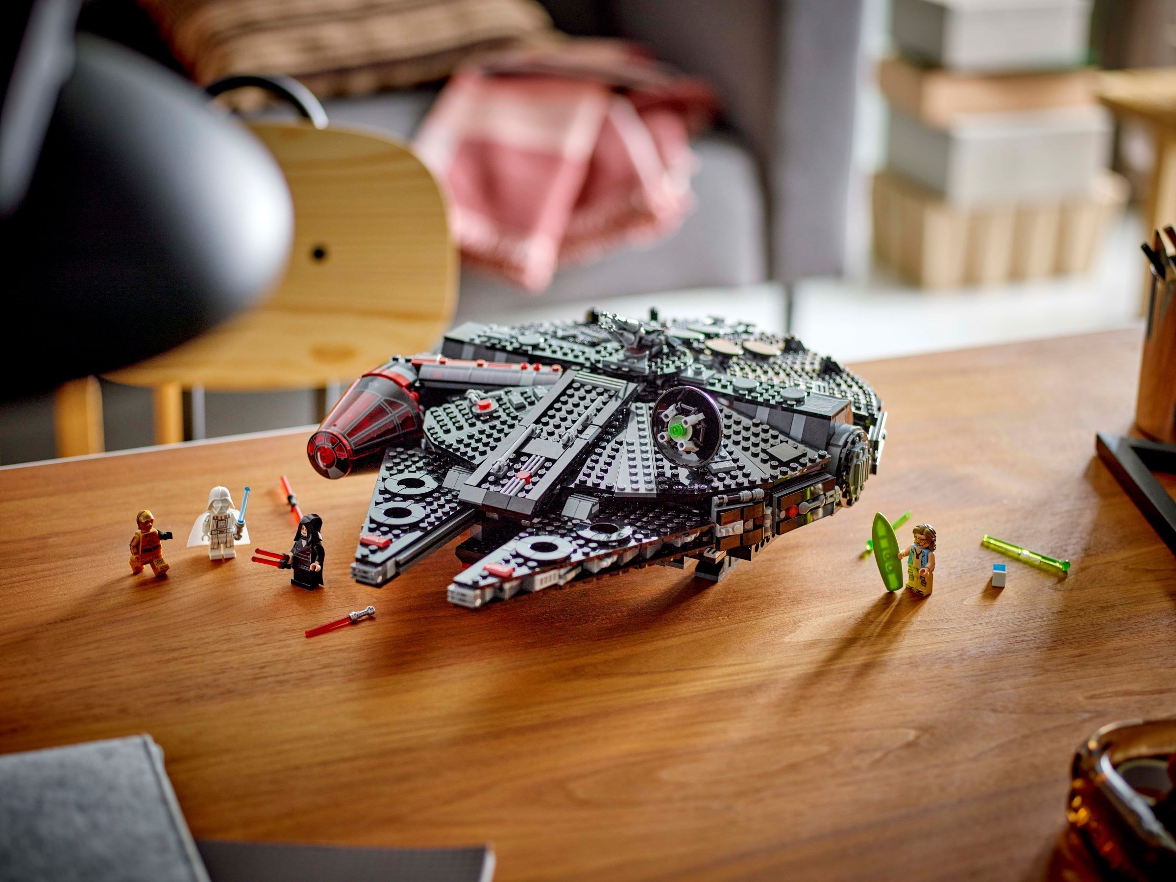 Complete Dark Falcon display with minifigures