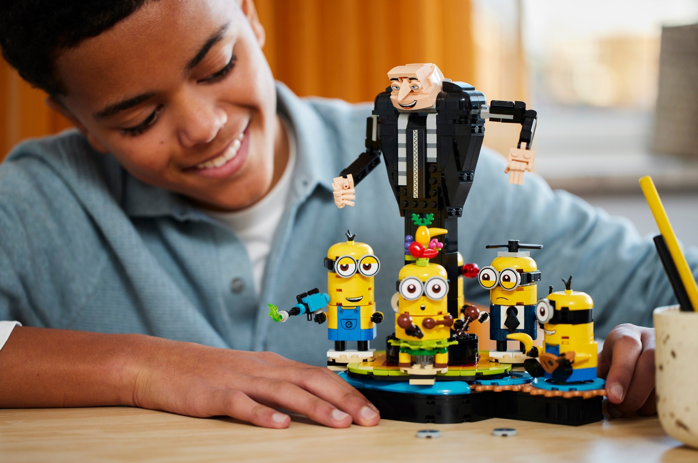 Close-up of Gru with Minions